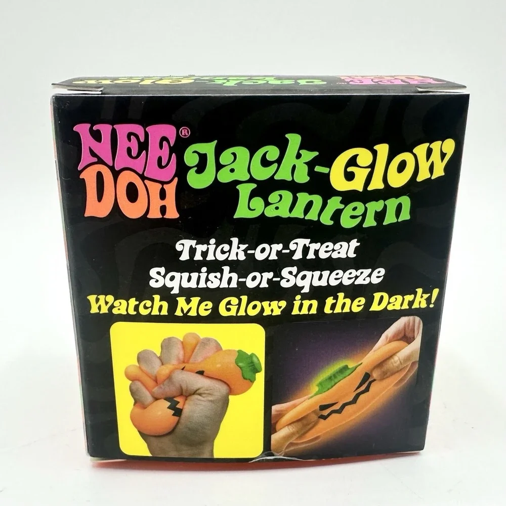 New Sealed NeeDoh Green Jack Glow Pumpkin Halloween Glow In The Dark Schylling